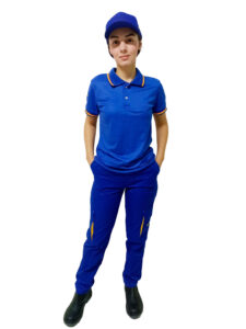 Camiseta Polo Padrão Azul Frentista Feminina